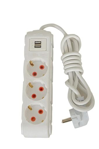 3'lü USB'li  Akım Korumalı Kablolu Priz