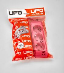 UFO TOPRAKLI GRUP PRİZ ÜÇLÜ 3 METRE KABLOLU FUŞYA  RENK