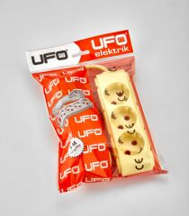 UFO TOPRAKLI GRUP PRİZ ÜÇLÜ 3 METRE KABLOLU SARI  RENK