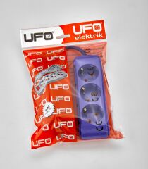 UFO TOPRAKLI GRUP PRİZ ÜÇLÜ 3 METRE KABLOLU MOR RENK