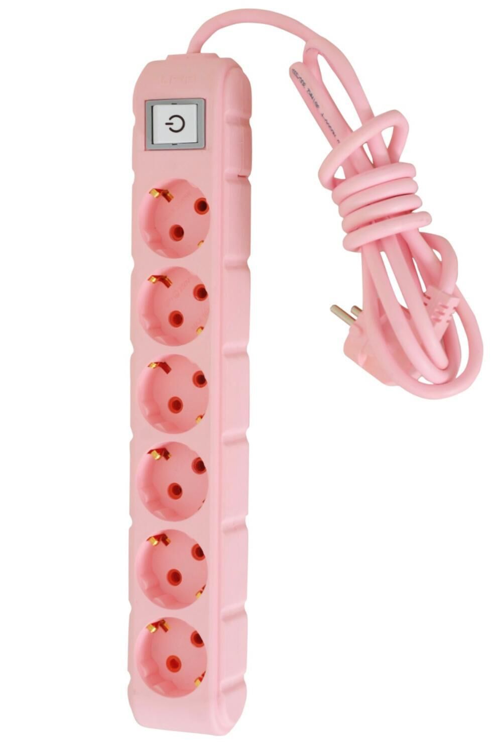 UFO TOPRAKLI GRUP PRİZ 6 LI ANAHTARLI 2 METRE PEMBE