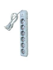 UFO TOPRAKLI GRUP PRİZ 6 LI ANAHTARLI 3 METRE GRİ