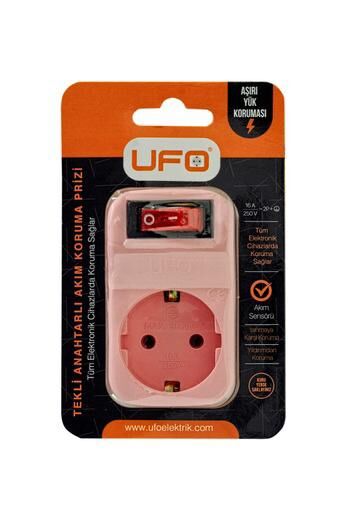 UFO AKIM KORUMALI FİŞ PRİZ PEMBE