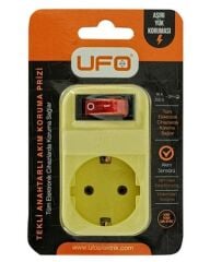 UFO AKIM KORUMALI FİŞ PRİZ SARI