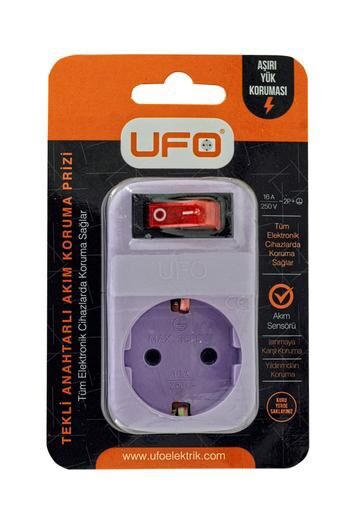 UFO AKIM KORUMALI FİŞ PRİZ MOR