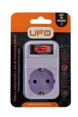UFO AKIM KORUMALI FİŞ PRİZ MOR