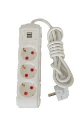 UFO 3 LÜ  GRUP PRİZ USB AKIM KORUMALI 1,5 METRE BEYAZ