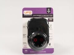 ufo yeni nesil tekli akım korumalı fiş priz siyah usb ve type-c  li 3000watt