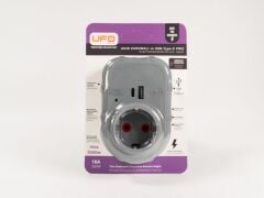 ufo yeni nesil tekli akım korumalı fiş priz gri usb ve type-c  li 3000watt