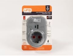 ufo yeni nesil tekli akım korumalı fiş priz gri anahtarlı usb ve type-c  li 3000watt